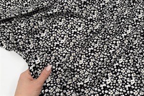 Штапель Мелкий белый цветок на черном